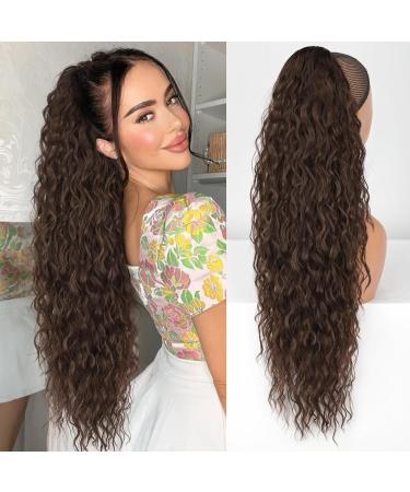 ORSUNCER Dark Brown Ponytail Extension Claw 30" - Dark Brown