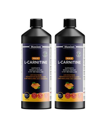 Maxion 2 Pack L-Carnitine 1500mg to Aid in Muscle Recovery After Exercise Orange Flavour 450 mL (2)