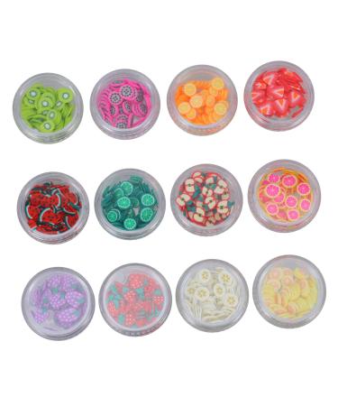 PLAFOPE 12 Boxes Polymer Clay Manicure Color Stickers Blush Decor Vase Filler Bead Nail Art Decoration 3d Stickers Colored Clay Fruit Slice Embellishments Fruit Slice Nail Sticker
