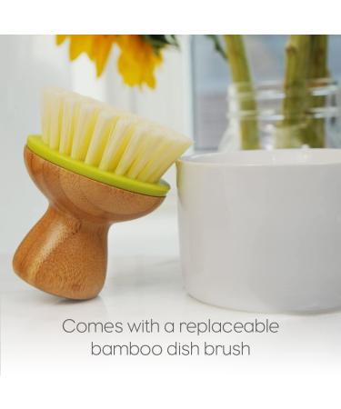 Full Circle Bubble Up Dish Brush Set of 3 - Eco-Friendly Bamboo Handles, Green - Buy Online on SooperMarket.com