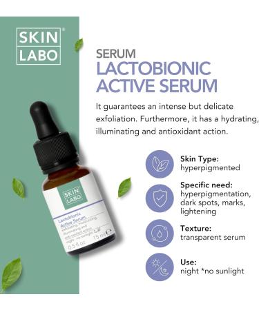 SkinLabo - Lactobionic Acid Active Serum Exfoliating Moisturizing and Brightening Action with Lactobionic Acid and Glycerol - 15 ml New Version - Buy Online on SooperMarket.com