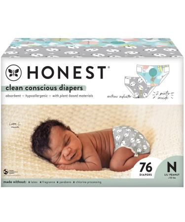 The Honest Company Clean Conscious Diapers | Plant-Based, Sustainable | Above It All + Pandas | Club Box, Size Newborn, 76 Count Size Newborn Above It All + Pandas