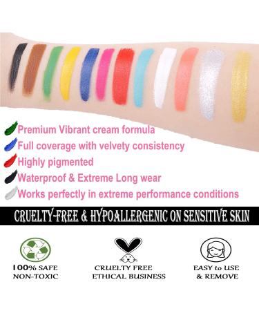 CCbeauty Halloween SFX Makeup Kit - 12 Colors Face Body Paint, Scar Wax, Fake Blood, Brushes & Sponge - Buy Online on SooperMarket.com