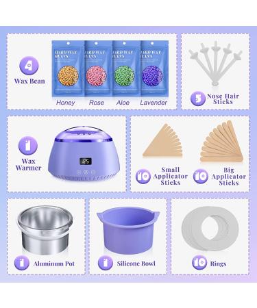 Waxing Kit with Wax Warmer & 4 Hard Wax Beans for Hair Removal - Bikini, Brazilian, Legs, Eyebrow, Armpit, Face - Full Body Waxing for Women and Men - Buy Online on SooperMarket.com