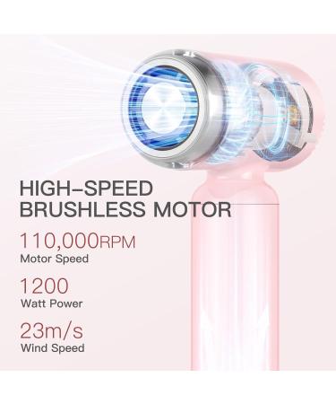 Super Mini Ionic Hair Dryer - High-Speed Travel Blow Dryer with 200 Million Negative Ions 110 000RPM Brushless Motor - Pink Lightweight & Portable for Home Salon - Buy Online on SooperMarket.com
