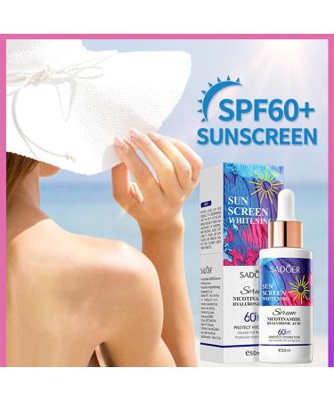 Face Serum SPF 60+ | Invisible Daily Sunscreen with Hyaluronic Acid & Niacinamide | Lightweight 24h Moisturizing Protection for Women - Buy Online on SooperMarket.com
