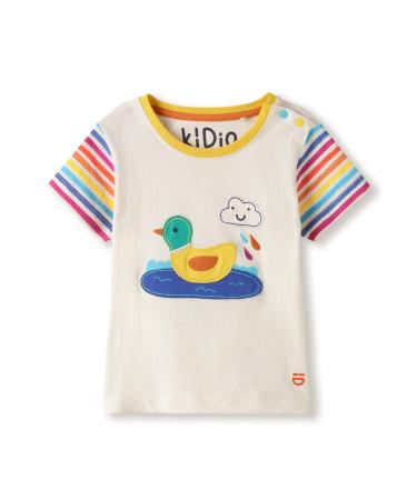 kIDio Organic Cotton - Baby Infant Toddler T-Shirt Applique - Boy Girl Summer Short Sleeve Tee (0-4 Years) 12-18 Months White