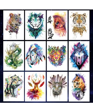 Oottati 12 Large Temporary Tattoos - Watercolor Flower Arm Design for Men and Women - Buy Online on SooperMarket.com