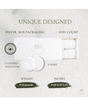 Organic Cotton Rounds Makeup Remover Pads - 200 Pack | Eco-Friendly Lint-Free Compostable & Ultra Soft for Nail Polish Removal - Triple Layer Quality - Buy Online on SooperMarket.com
