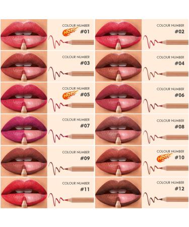 12 Colors Creamy Matte Lip Liner Pen Set - Long Lasting Waterproof High Pigment Makeup for Women | Daily Use Lip Liners Kit (Set A - Buy Online on SooperMarket.com