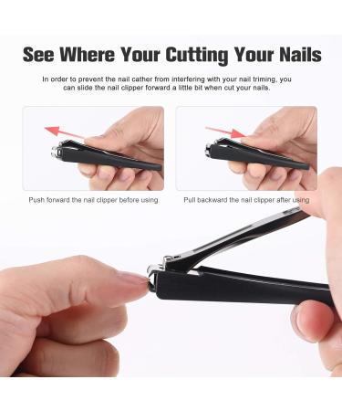 FERYES Nail Clippers Set - Stainless Steel Clippers with Catcher, 2 PCS for Fingernails and Toenails - Includes Black Metal Case - Buy Online on SooperMarket.com