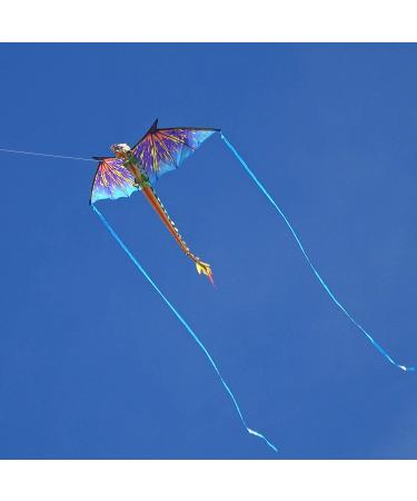 WindNSun Super Size 3D Blue Dragon Kite | 76 Wide Ripstop Nylon | Glass Eye Design - Buy Online on SooperMarket.com