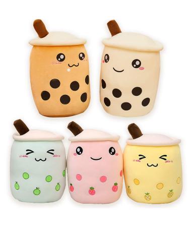 AMOZO Cute Cartoon Boba Milk Tea Soft Plush Doll Giant Boba Bubble Plushie Stuffed Tea Cup Pillow Gift Toys(Yellow 35cm) Yellow 35cm