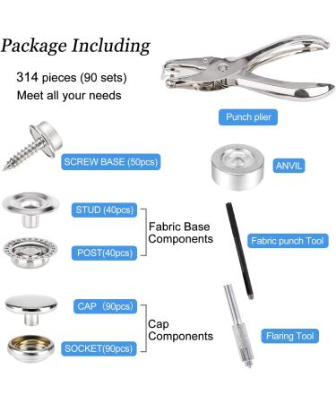 CENOZ Marine Grade Stainless Steel Snap Kit - 314PCS | Boat Cover & Furniture Snaps with Setting Tool - Silver - Buy Online on SooperMarket.com