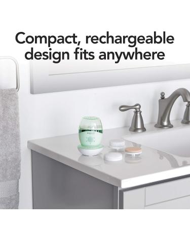 Brightline Sonic Rechargeable Electric Facial Cleansing Brush System | 6 Intensity Settings | 3 Scrub Brush Heads | Green - Buy Online on SooperMarket.com