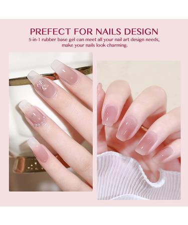 Saviland 5-In-1 Sheer Pink Rubber Base Gel Nail Polish - Strengthener for Starters & Professionals - Home DIY - Buy Online on SooperMarket.com