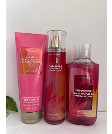 Bath and Body Works Bahamas Passionfruit & Banana Flower 3 Piece Set Shower Gel  Body Cream  Fine Fragrance Mist