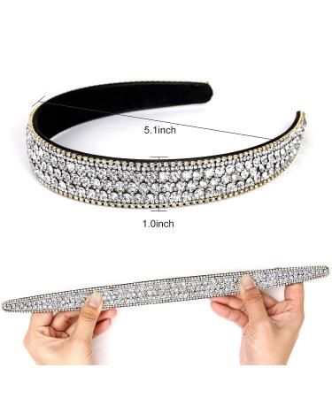 WOVOWO Rhinestone Headband - Sparkly Crystal Diamond Hair Accessories for Women, Non Slip Fashion Bling Head Band - White - Buy Online on SooperMarket.com