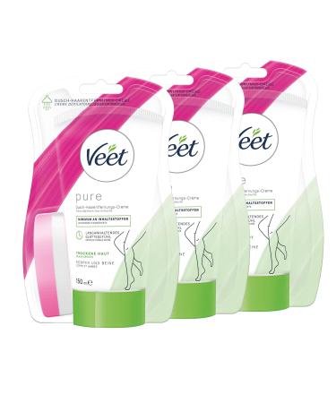 Shower depilatory cream 3 Pack for dry skin for use in the shower Veet shower hair removal cream dry skin 3x150ml 150 ml (3-pack)