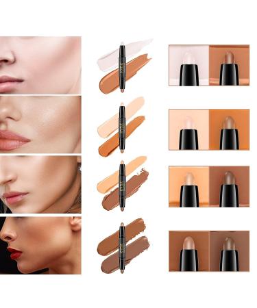 FREEORR 8 Colors Cream Contour Stick & Concealer - Full Coverage, Smooth Glide - 4 Pcs Highlighting & Shading Sticks - Buy Online on SooperMarket.com