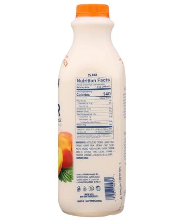 LIFEWAY Organic Peach Kefir 32oz - Probiotic-Rich Dairy Drink - Buy Online on SooperMarket.com