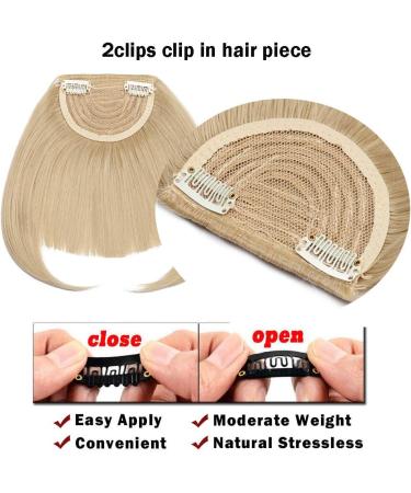 Clip in Bangs Fringe Hair Extensions Thick Full Neat Front Bangs Extension Ombre mix Hair 2 Clips on Bangs Hairpieces Accessories Light Ash Brown mix Bleach Blonde - Buy Online on SooperMarket.com