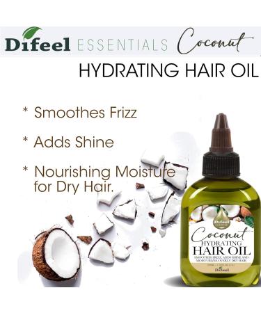 Difeel Essentials Hydrating Coconut Hair Oil 2.5 oz - Anti-Frizz Nourishing Moisture & Shine Boost for Healthy Hair | International Shipping Available - Buy Online on SooperMarket.com