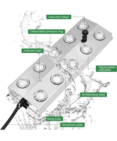 Mogoulua 10 Head Fog Maker - 7L/h Ultrasonic Fogger | 350W Waterproof Humidifier for Greenhouse Pond & Landscape Use - Buy Online on SooperMarket.com