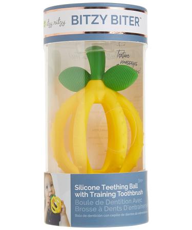 Itzy Ritzy Lemon-Shaped Teething Ball & Training Toothbrush - BPA-Free Silicone Bitzy Biter for Soothing Gums and Easy Grip - Buy Online on SooperMarket.com