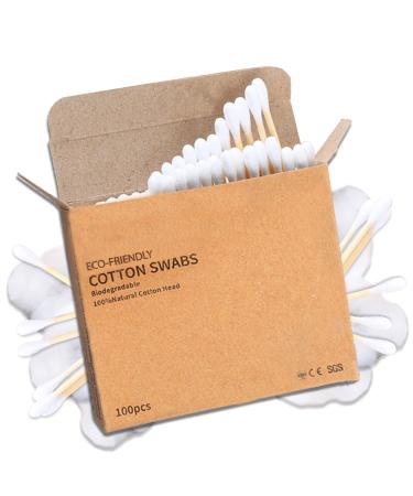 100 x Bamboo cotton buds (7.3 cm) with soft tips made of natural cotton BPA free.