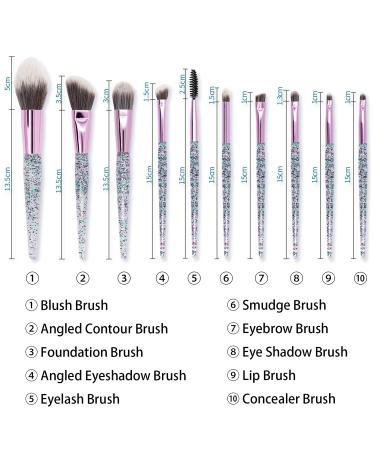 10 PCS Glitter Handle Makeup Brush Set | Professional Face & Eye Brushes | Green Cosmetic Brushes in Transparent Bag - International Shipping - Buy Online on SooperMarket.com