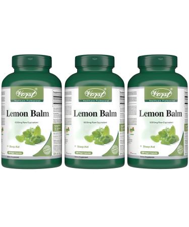 VORST Lemon Balm 500mg With 10:1 Extract Ratio (5000mg Raw Herb Equivalent) 180 Vegan Capsules | Supplement for Sleep & Digestive Aid | Melissa Mint Leaf Extract Powder Pills | 3 Bottles 3 Count (Pack of 1)