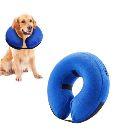 Emwel Pet Inflatable Collar for Dogs and Cats Comfy Dog Protective Cone for Recovery Inflatable Basic Dog Collars Medium M Blue