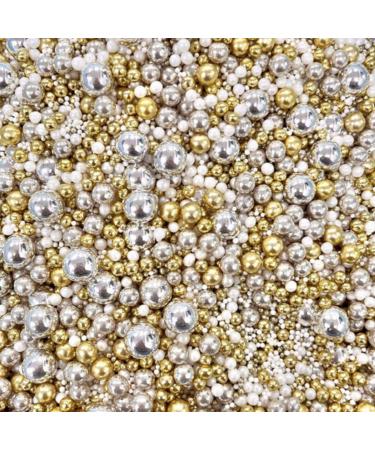Gold silver white pearls metallic sprinkles for cupcakes cake topper pearls balls 100s 1000s wedding hen party decoration edible baking F RICH