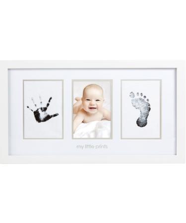 Pearhead Babyprints Newborn Handprint and Footprint Photo Frame with Clean-Touch Ink Pad, White, 17x9.5x0.6 Inch (Pack of 1)