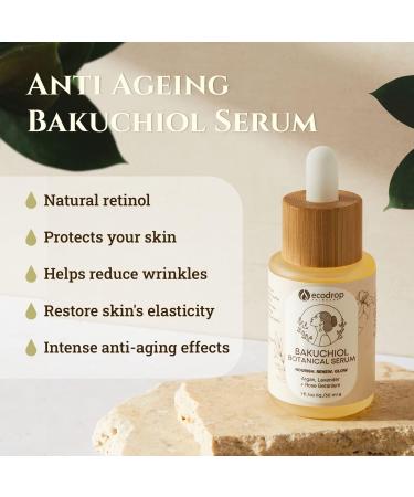 Ecodrop Anti Ageing Bakuchiol Serum - 30ml | Natural Retinol Alternative & Vegan Botanical Skincare for Face | Nourishes & Rejuvenates Skin to Improve Fine Lines Wrinkles & Texture for Smooth Skin - Buy Online on SooperMarket.com
