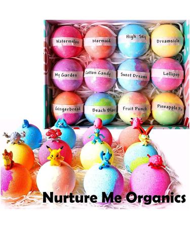 Kids Bath Bombs Gift Set. 12 Large Bath Bombs with Surprise Inside. Make Bathtime Fun with Bath Bombs for Kids with Toys Inside! Great Birthday Gift Box for Boys & Girls