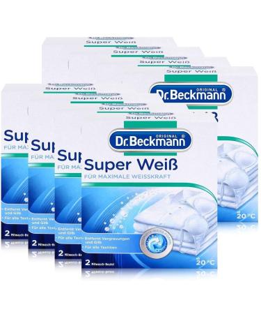 Dr. Beckmann Super White | Radiant & long-lasting brilliant white | Against greying & yellowing | Pack of 8 (8 x 80 g)