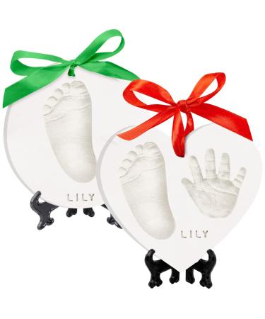 Baby Handprint Footprint Ornament Keepsake Kit - Newborn Imprint Ornament Kit for Baby Girl, Boy - Personalized New Baby Gifts for New Parents - Hand Print Christmas Ornament Kit (Glaze Finish) Glaze Finish Adore