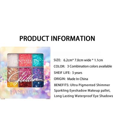 MIESCHER Colorful Glitter Eyeshadow Palette - 9 Shimmer Colors | Waterproof & Long Lasting Professional Eye Makeup - Buy Online on SooperMarket.com