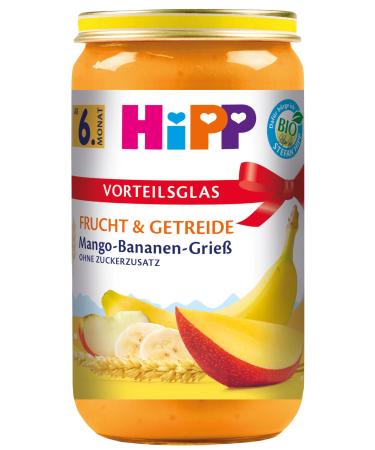HiPP Organic Fruit & Grain Mango-Banana Semolina Pack of 6 (6 x 250g)