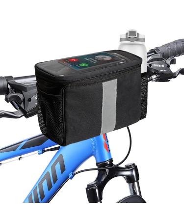 MATTISAM Bike Basket Front, Bike Handlebar Bag with Bike Phone Mount Fit Phone Under 7", Water Resistant Bike Cooler Bicycle Basket Road Mountain Bike Cycling Accessories for Kids Girls Boys Men Women Black/ Medium