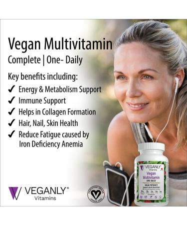 VEGANLY Vegan Multivitamin One-Daily for Plant-based Diets. 90 veg. tablets with high potency in B12 D3 Calcium Iron Zinc & more. Best for vegans and vegetarians. (NPN 80076962) - Buy Online on SooperMarket.com