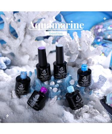 Beetles Blue Purple Gel Nail Polish Set - 6 Pcs Aquamarine Mermaid Gel Polish | Soak Off UV LED, Base & Top Coat | Salon Quality Starter Kit | Mother's Day Gifts - Buy Online on SooperMarket.com