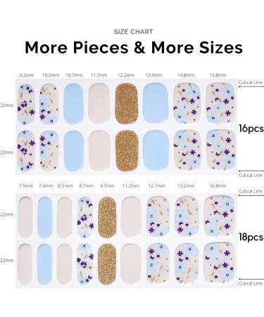 NAILOG Semi Cured Gel Nail Strips - Salon-Quality Long Lasting Nail Stickers - Vintage Print & Silver Glitter - 34pcs - Buy Online on SooperMarket.com