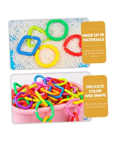 Ibasenice 175 PTH Geometric Chain Buckle Baby Rings Toy - 5 Colorful Toddler Chain Play Set for Crib 5.5x5.5cm - Buy Online on SooperMarket.com