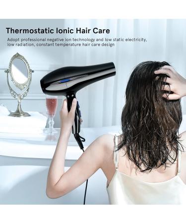 Cliplanyard Ionic Hairdryer 1200W AC Black Professional Hair Dryer Motor Fast Drying Salon with 2 Speed 3 Heat Setting Cool Button Diffuser Nozzle Concentrator Comb for Curly and Straight - Buy Online on SooperMarket.com