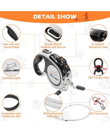 EXPAWLORER Chew Proof Retractable Dog Lead - Dual Extendable Reflective Lead for 2 Dogs, 5M Heavy Duty Double Lead for Small, Medium & Large Dogs - Buy Online on SooperMarket.com