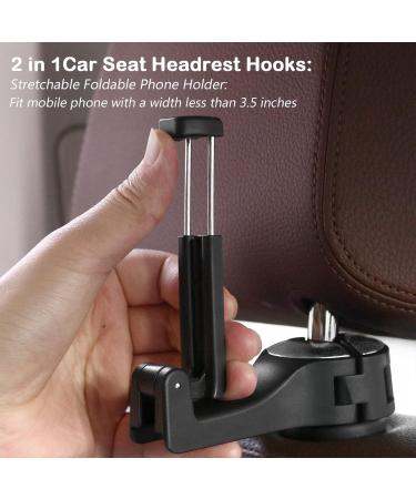 PKKP 2-Piece Car Headrest Hooks & Phone Holder - 360 Rotatable Universal Accessory for Bags Wallets & Food - Silver - Buy Online on SooperMarket.com