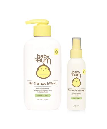 Sun Bum Baby Bum Shampoo & Wash Gel & Conditioning Detangler Tear Free Soap & Detangler for Sensitive Skin with Nourishing Coconut Oil Natural Fragrance Gluten Free & Vegan